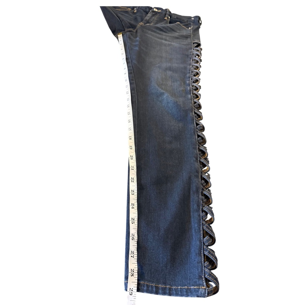 Good American Good Legs Jeans Dark Wash Side Weave Blue Size 12/31 - Picture 2 of 9